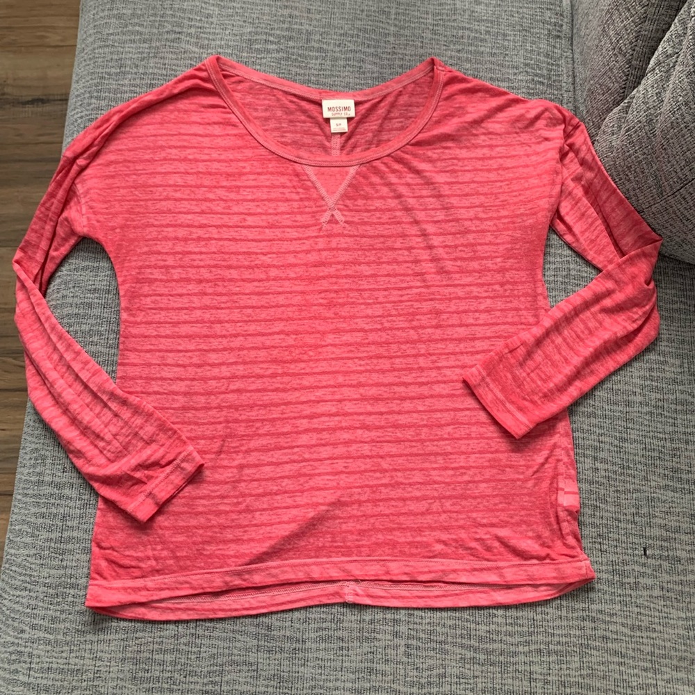 Pink Striped Crew Neck Long Sleeve Shirt by Mossimo Size S